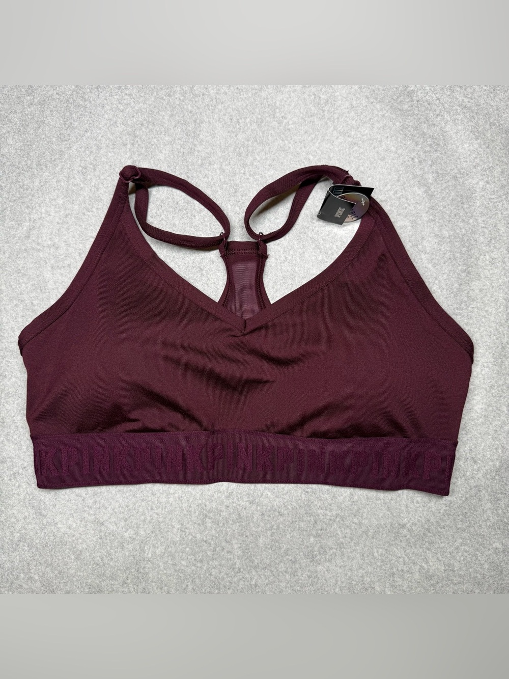 NWT PINK Victoria's Secret Burgundy Seamless Racerback Sports Bralette